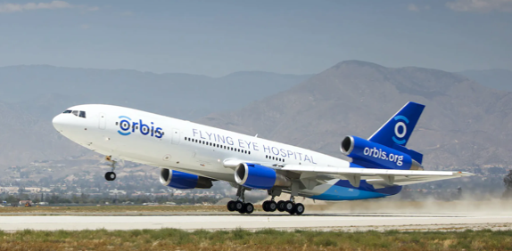 The Orbis Flying Eye Hospital is an MD-10 aircraft owned by FedEx. (Image courtesy of Orbis)