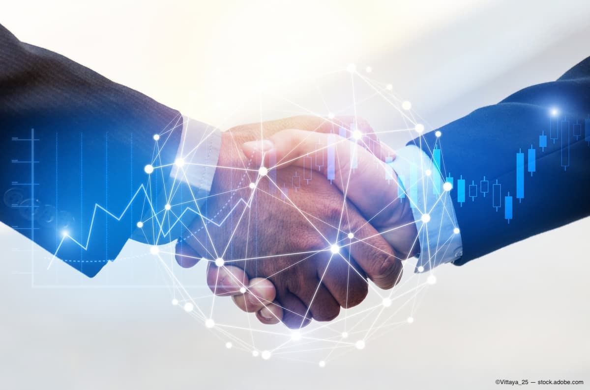 business man shaking hands with effect global network