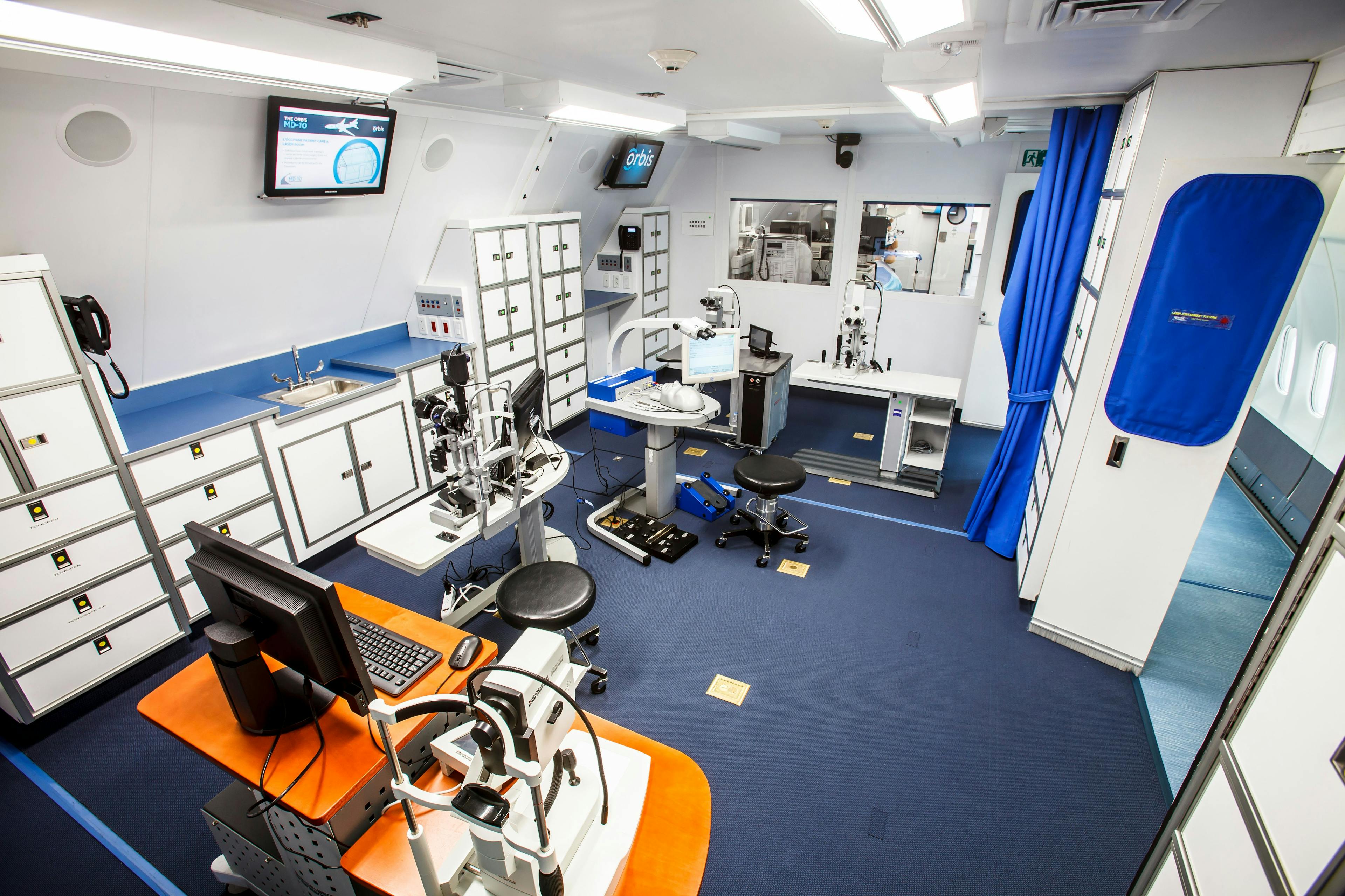 The Patient Care, Simulation Training and Laser Treatment room aboard the Orbis Flying Hospital.