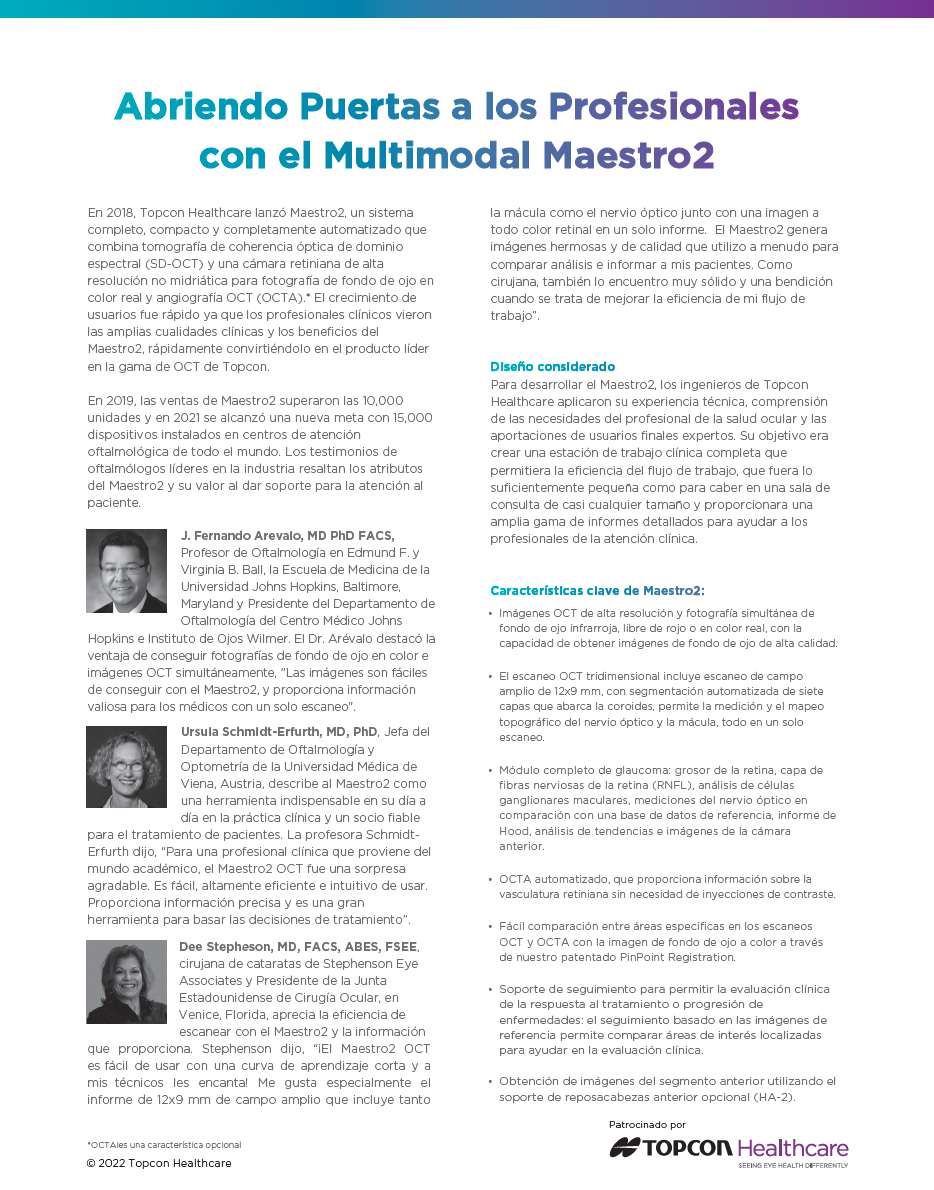 Topcon Healthcare: Abriendo Puertas a los Profesionales con el Multimodal Maestro2