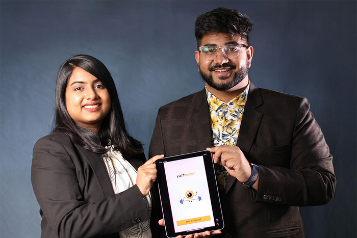 Purnashree (left) and Pradipta Chowdhury have created an app to bring telehealth to eye doctors, while offering training and tracking features for eye care. (Image courtesy of University of Toronto)