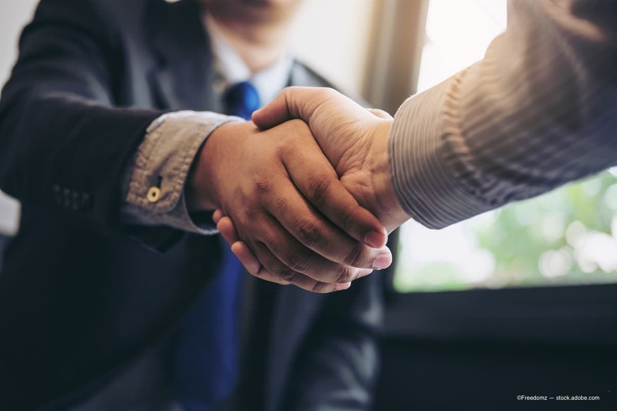 Two businessmen shaking hands (image Credit: AdobeStock/Freedomz)