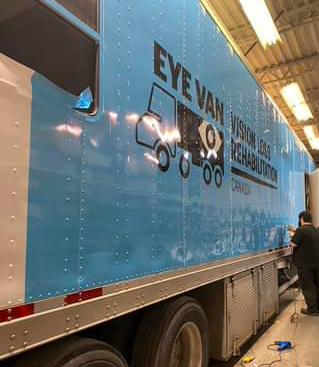 The VLRC Medical Mobile Eye Care Unit is making its 50th annual tour this year, traveling more than 3,700 miles to deliver vision care to more than 4,500 patients in Northern Ontario. (Image courtesy of Signeffects Signs & Designs/Facebook)