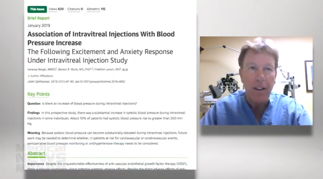 Is there an increase of blood pressure during intravitreal injections?
