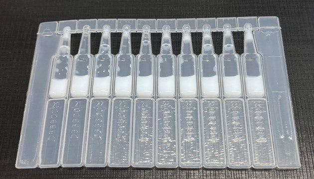 Example of NextPharma single-use vial strip for Skye clinical study (Image Credit: Skye Bioscience)