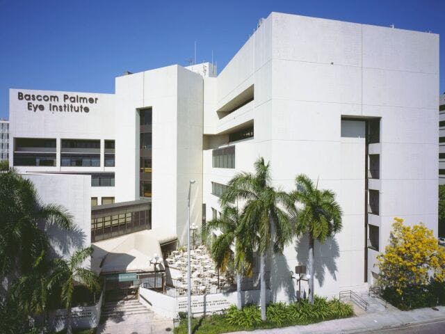 an exterior image of the Bascom palmer eye Institute. (Image Credit: University of Miami)